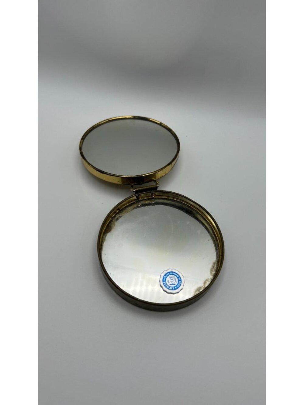 Vintage Japanese Compact Mirror By IRice Co. With Double Mirrors & Gold-Tone Met